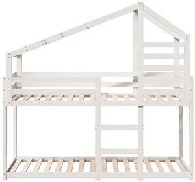 Beliche com telhado 90x200 cm madeira de pinho maciça branco