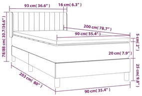 Cama com molas/colchão 90x200 cm tecido cinza-claro