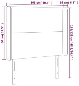 Cabeceira cama c/ abas veludo 103x16x118/128 cm cinzento-claro