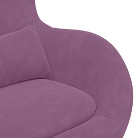 Poltrona Egg vidaXL com Puff em Veludo Roxo