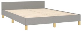 Estrutura de cama com cabeceira 140x200 cm tecido cinza-claro