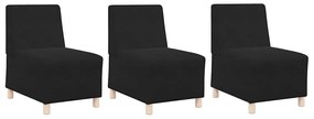 Cadeiras de Sofá 3 pcs Preto 55 x 74 x 82 cm Veludo