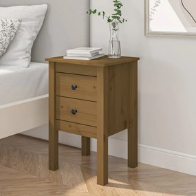 vidaXL Mesa de cabeceira 40x35x61,5 cm pinho maciço castanho mel