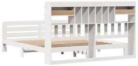 Cama com estante sem colchão 200x200 cm pinho maciço branco