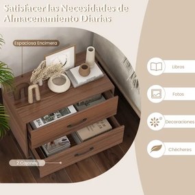 Armario de arrumação empilhável de 2 gavetas sala de estar Escritório de estudo Cor nogueira