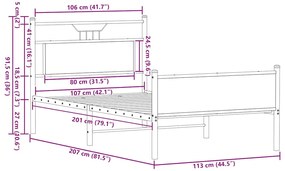 Estrutura de cama sem colchão 107x203 cm carvalho castanho
