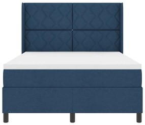 Cama com Estrado e Colchão Azul 140x200 cm em Tecido