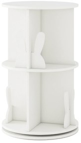 Estante giratória para crianças 40 x 40 x 65 cm Estante infantil com 2 níveis e separadores de coelhos 360 graus Branco
