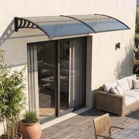 Toldo porta ou janela para Entradas, 197 x 89 x 24 cm, Proteção Anti-UV e Contra a Chuva, Cinzento-escuro