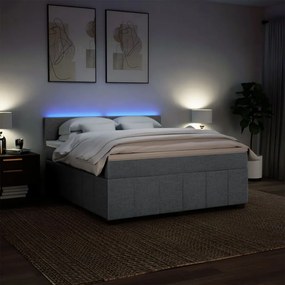 Cama com molas/colchão 180x200 cm tecido cinzento-claro
