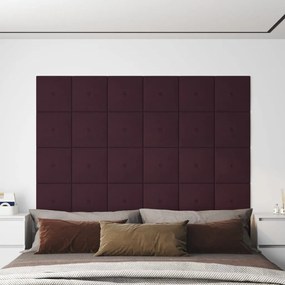 vidaXL Painel de parede 12 pcs 30x30 cm tecido 1,08 m² roxo