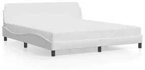 Estrutura cama c/ cabeceira 180x200 cm couro artificial branco