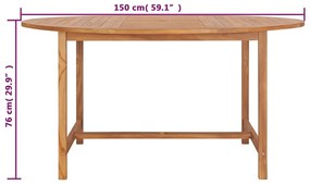 Mesa de jardim 150x76 cm madeira de teca maciça