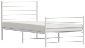 Estrutura de cama com cabeceira e pés 90x190 cm metal branco