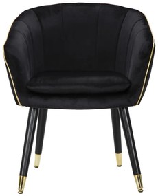 POLTRONA PARIS PRETA E DOURADA 62X58X78 CM