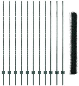 Conjunto de Cerca Conjunto de 2 Verde Metal 25 x 1,5 m