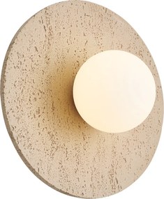 Candeeiro de Parede Japandi Pedra Natural Redondo com Vidro Opalino - Josie