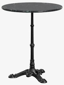 Mesa De Bar Redonda Ø60cm Em Pedra Natural Azteca Mármore Verde Big Flower - Preto - Sklum