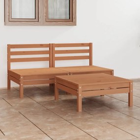 vidaXL 3 pcs conjunto lounge de jardim pinho maciço castanho mel