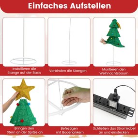 Mini árvore de Natal artificial de 90 cm flocada com bolas de algodão natural - rosa