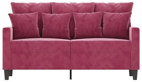 Sofá de 2 lugares veludo 120 cm vermelho tinto