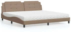 Cama com colchão 200x200 cm couro artificial cappuccino