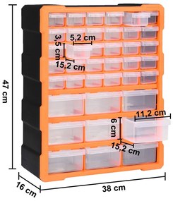 Caixa organizadora com 39 gavetas 38x16x47 cm