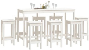 9 pcs conjunto de bar pinho maciço branco