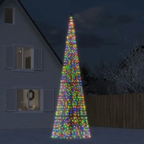 358118 vidaXL Árvore de Natal c/ luz mastro bandeira 1534 LEDs 500cm colorido