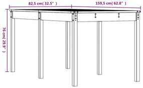 Mesa de jardim 159,5x82,5x76 cm madeira de pinho maciça branco