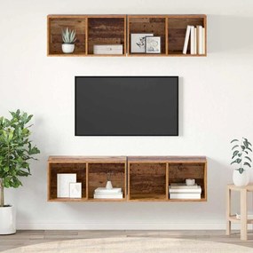 vidaXL Gabinete de TV de Parede 4 pcs Madeira antiga 37 x 37 x 72 cm