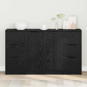 vidaXL Buffet 3 pcs Carvalho preto 121 x 30 x 70 cm Madeira processada