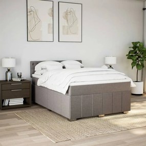 Cama com molas/colchão 160x200 cm tecido castanho-acinzentado