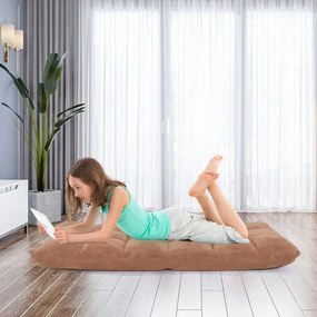 Sofá chão dobrável Costas ajustáveis 14 posições Cadeira de quarto Sala de estar 105 x 56 x 15 cm Bege