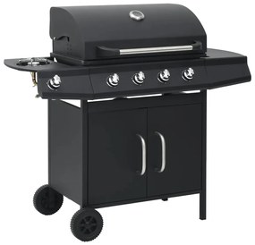 Grelhador/barbecue a gás 4+1 zonas de cozinhar preto