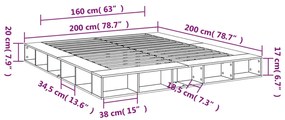 Estrutura de cama 200x200 cm derivados de madeira cinza cimento