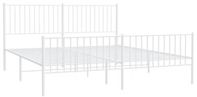 Estrutura de cama com cabeceira e pés 183x213 cm metal branco