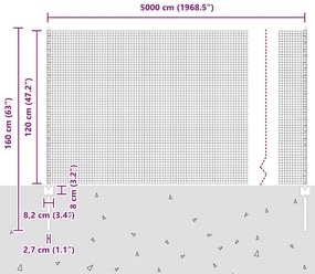 Cerca de Arame Soldado com 44 Postes em U Cinza 1.2 x 50 m Aço