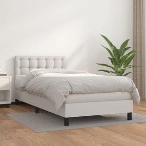 Cama com molas/colchão 80x200 cm couro artificial branco