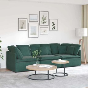 Sofá modular com almofadas veludo verde-escuro