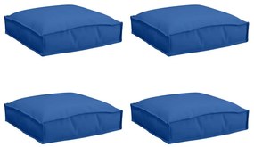 Conjunto de 4 Almofadas de Palete Azul Royal 40 x 40 x 8 cm em Tecido