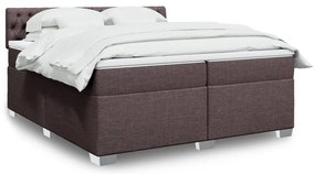 vidaXL Cama com molas/colchão 200x200 cm tecido castanho-escuro