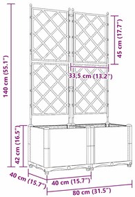 Jardineira com Treliça 2 pcs Cinza 80x40x143 cm