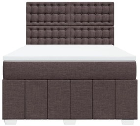 Cama com molas/colchão 140x200 cm tecido castanho-escuro