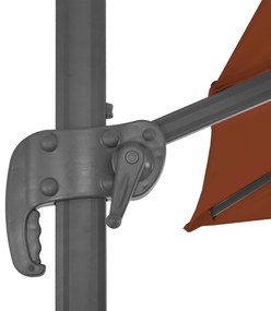 Guarda-sol de jardim cantilever c/ poste de alumínio terracotta