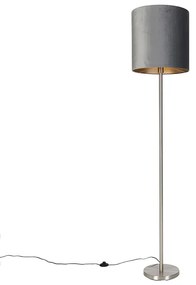 Luminária de pé em aço Abajur em tecido cinza de 40 cm - SIMPLO Moderno