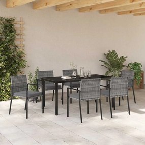 Conjunto de Jantar de Jardim de 7 Peças Cinza Rattan Polímero
