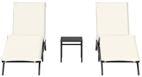 Espreguiçadeiras com mesa 2 pcs vime PE preto