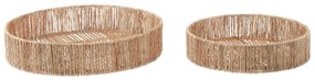 Kave Home - Set Estibalis de 2 bandejas redondas de ratã e juta com acabamento natural