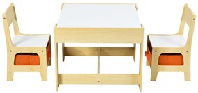 Conjunto Infantil Viseu com Mesa e 2 Cadeiras de Madeira – com Caixas